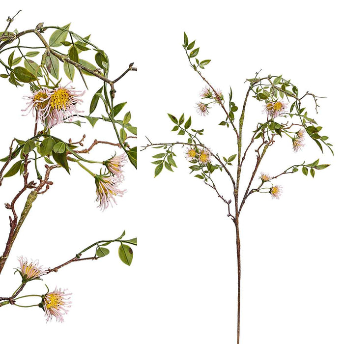 PTMD Garden Bloem Mini Protea Kunsttak - 51 x 12 x 105 cm - Groen|roze