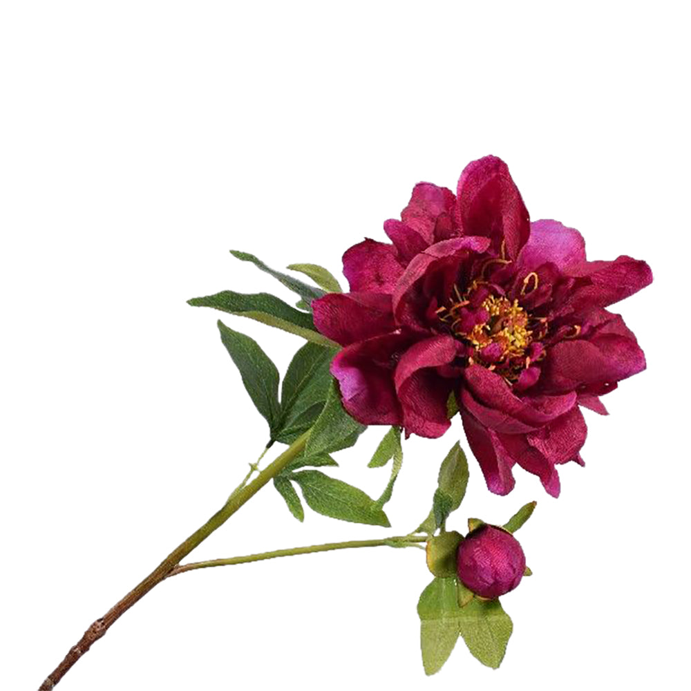 Silk-ka Kunstbloem-Zijden Bloem-Pioen Tak Zijde Paars 72 cm