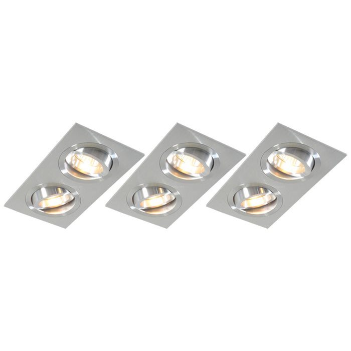 QAZQA Set van 3 inbouwspots staal kantelbaar - Lock 2