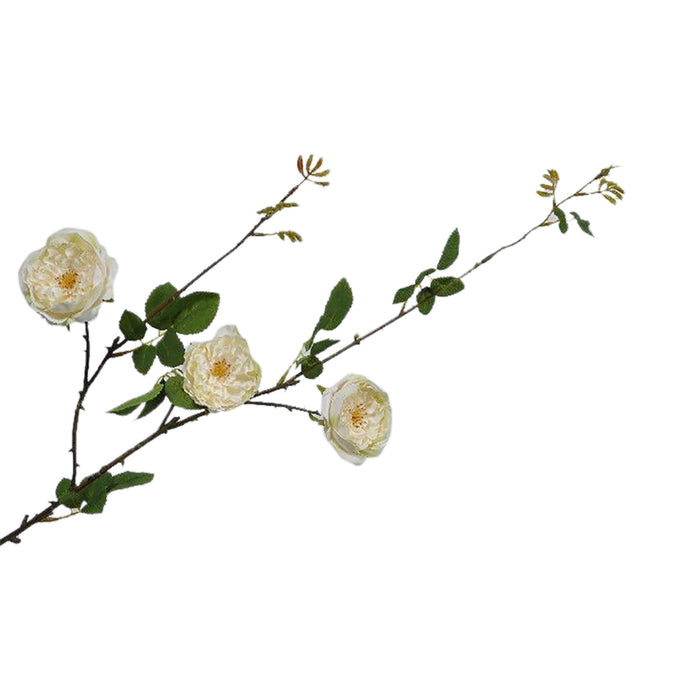 Silk-ka Zijde bloem-Kunst bloem Roos op tak Creme lengte 95 cm