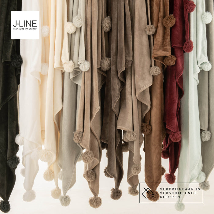 J-Line Plaid Pompom Creme