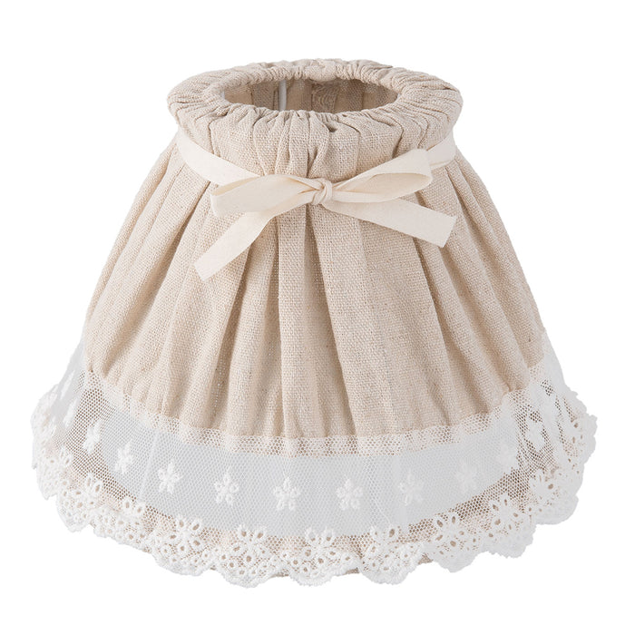 Clayre & Eef Lampenkap Ø 20x14 cm Beige Linnen Rond Bloemen Stoffen