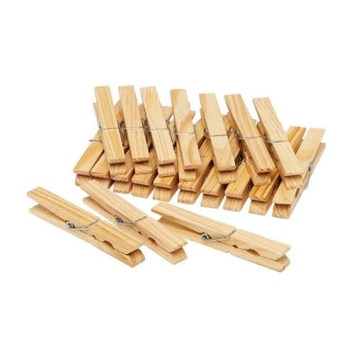 Merkloos Wasknijpers hout 60 stuks