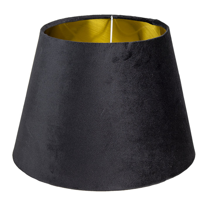 Clayre & Eef Lampenkap Ø 30x21 cm | E27 Zwart Textiel op kunststof