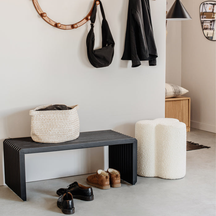 HKliving Slatted Bankje B 96 cm - Zwart