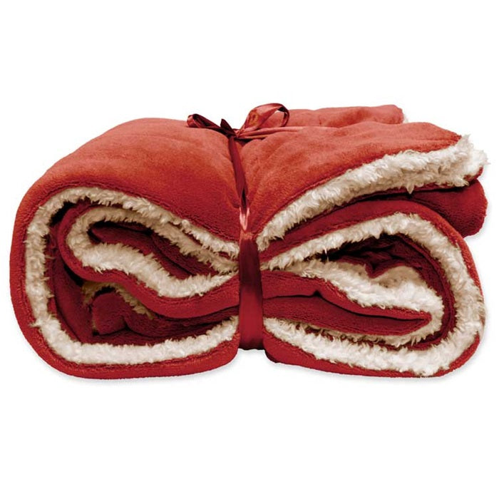 Unique Living | Lars coral fleece|suede plaid 150x200cm redwood