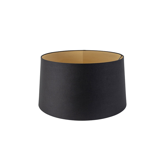 QAZQA Katoenen lampenkap zwart 40|45|25 met gouden binnenkant