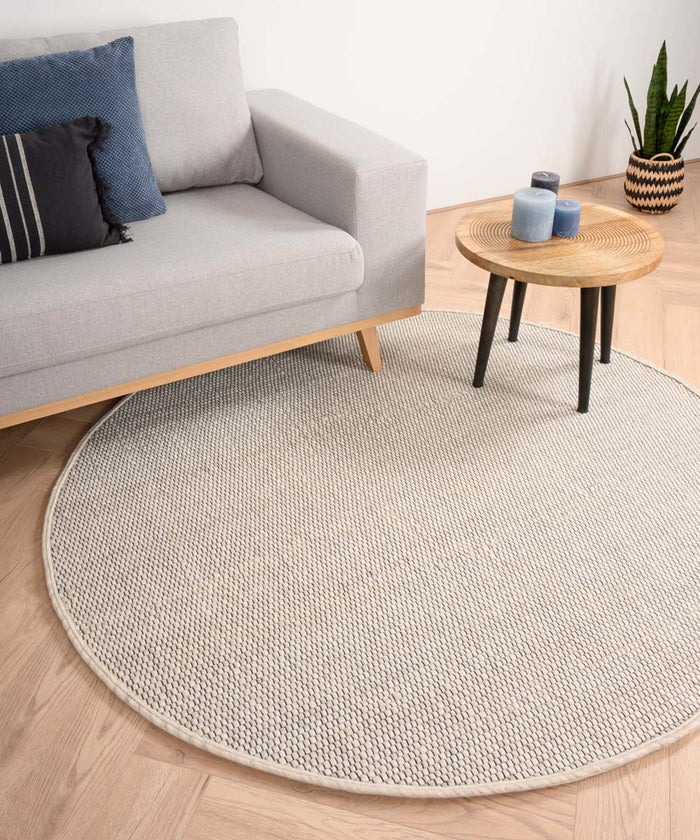 Nordic Weavers Rond wollen vloerkleed Lett - wit - 160 cm rond