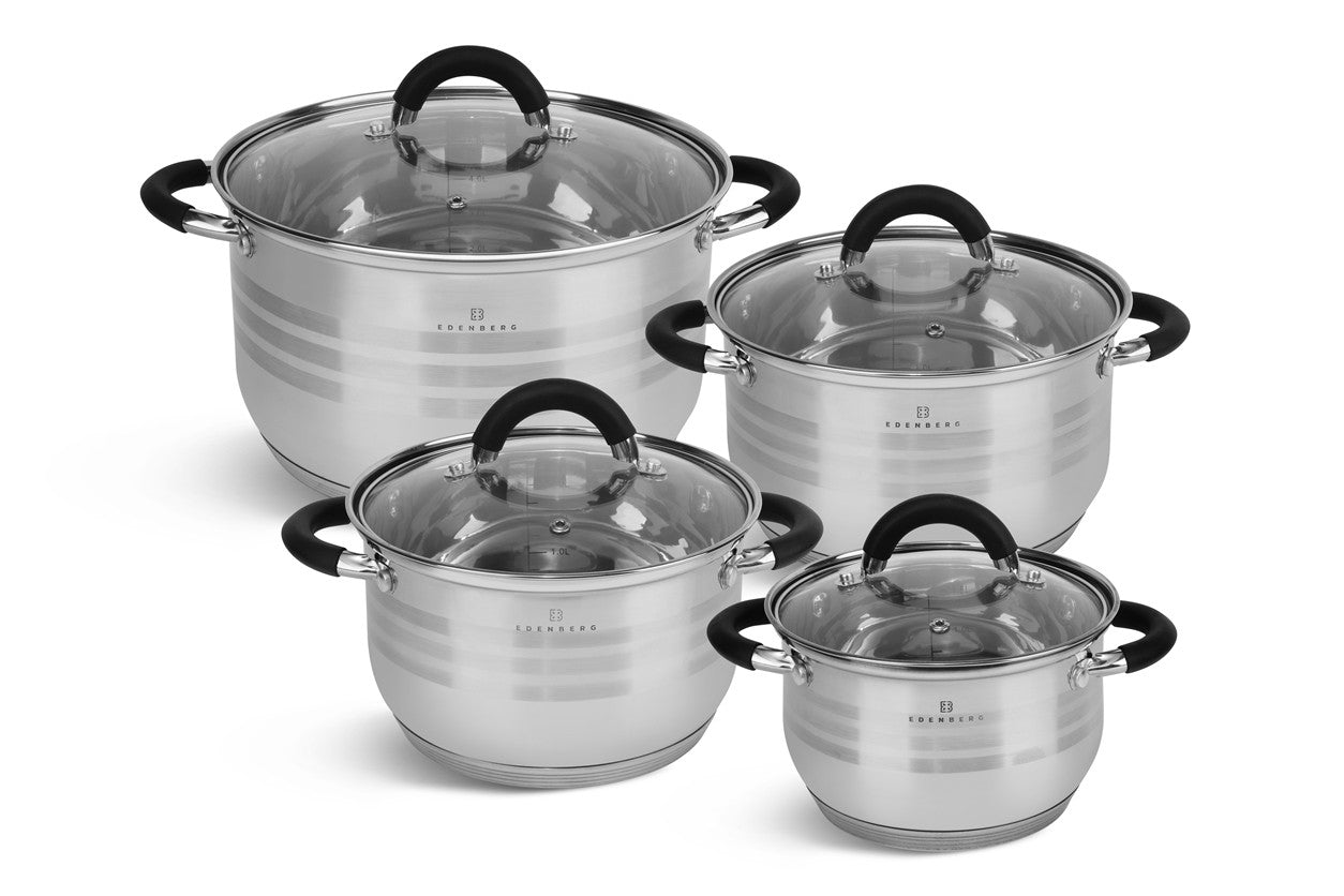 Edenberg Classic Line - Pannenset - RVS - 8 delig - Sandwichbodem