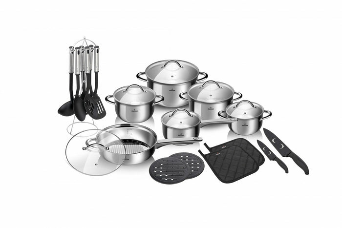 Buccan - Luxe RVS pannenset - 27 delig - Zilver