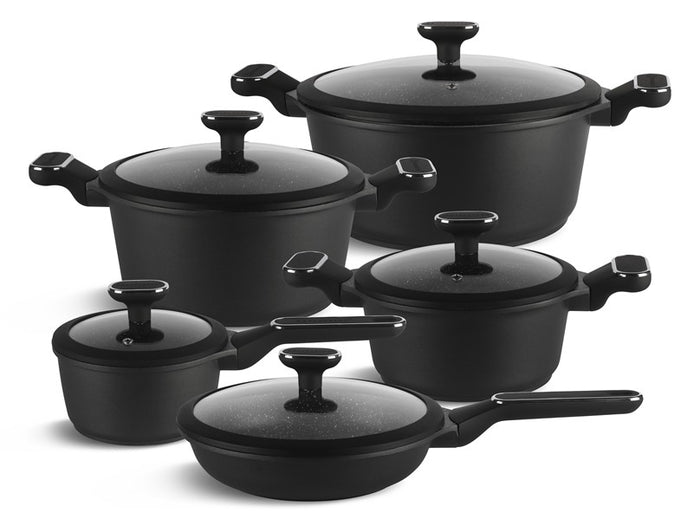 Edenberg Black Line - 10-delige Luxe Pannenset van Gesmeed Aluminium