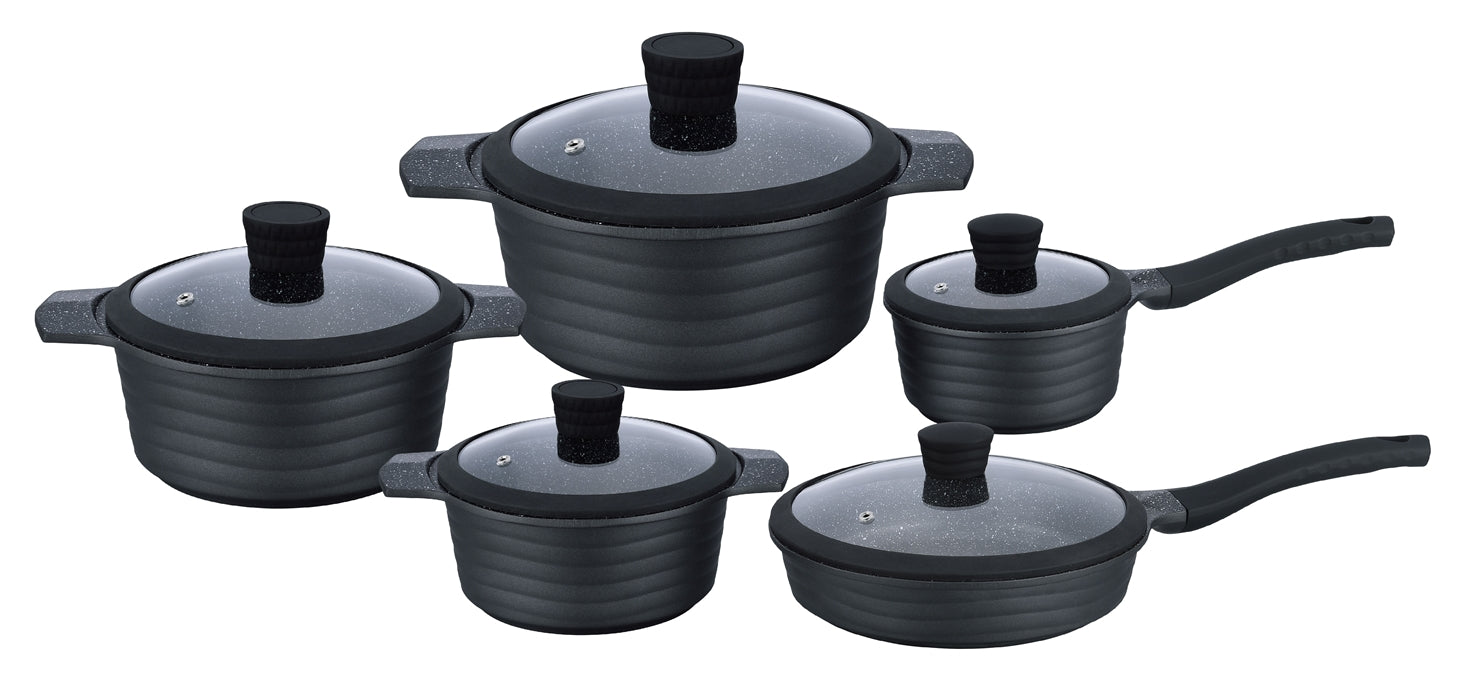 Edenberg Black Line - 10-delige Luxe Pannenset van Gesmeed Aluminium