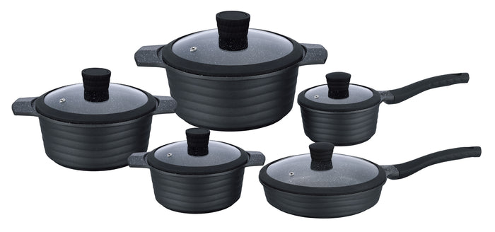 Edenberg Black Line - 10-delige Luxe Pannenset van Gesmeed Aluminium