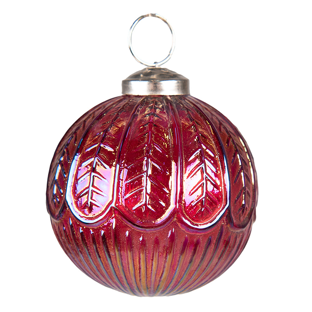 Clayre & Eef Kerstbal Ø 7 cm Rood Bruin Glas