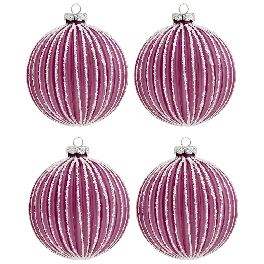 Clayre & Eef Kerstbal Set van 4  Ø 10 cm Roze Glas Rond