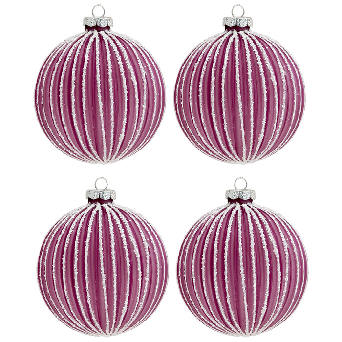 Clayre & Eef Kerstbal Set van 4  Ø 10 cm Roze Glas Rond