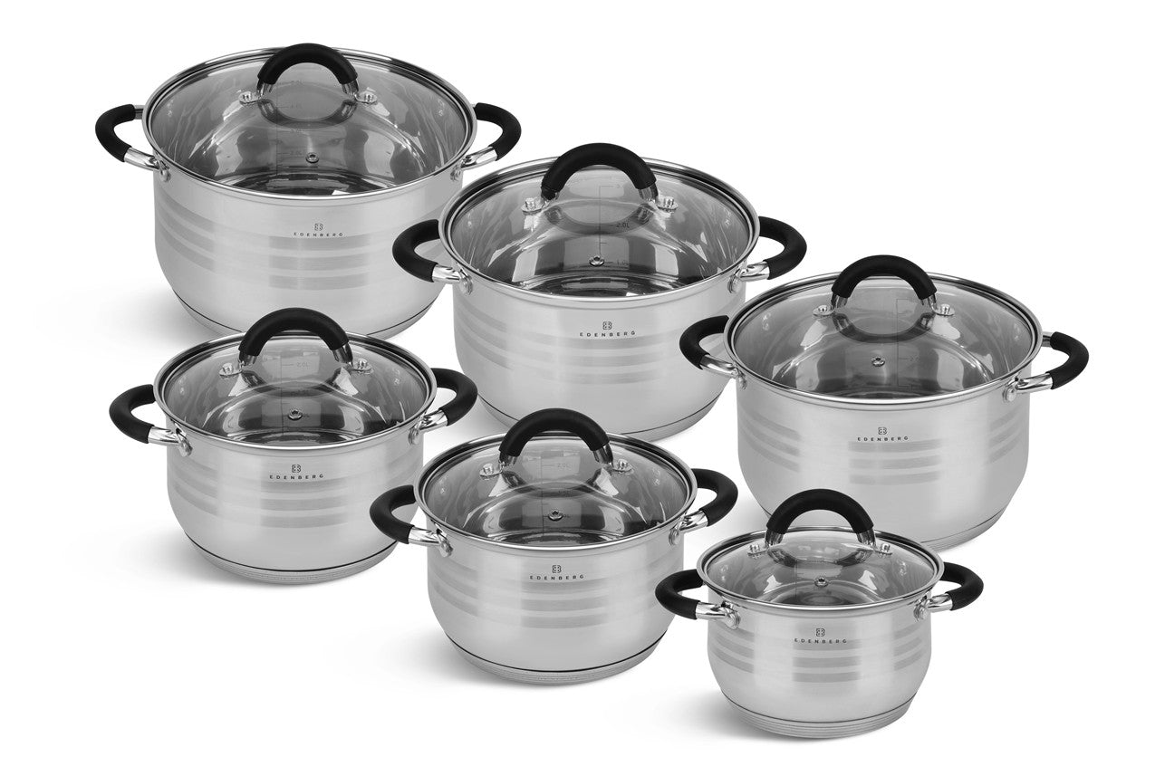 Edenberg Classic Line - Pannenset - RVS - 12 delig - Sandwichbodem