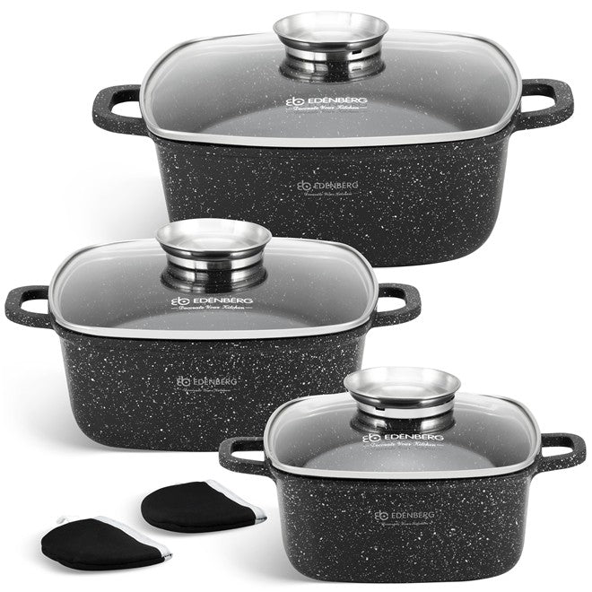Edenberg Stonetec Line - 8-delige Luxe Pannenset van Gesmeed Aluminium