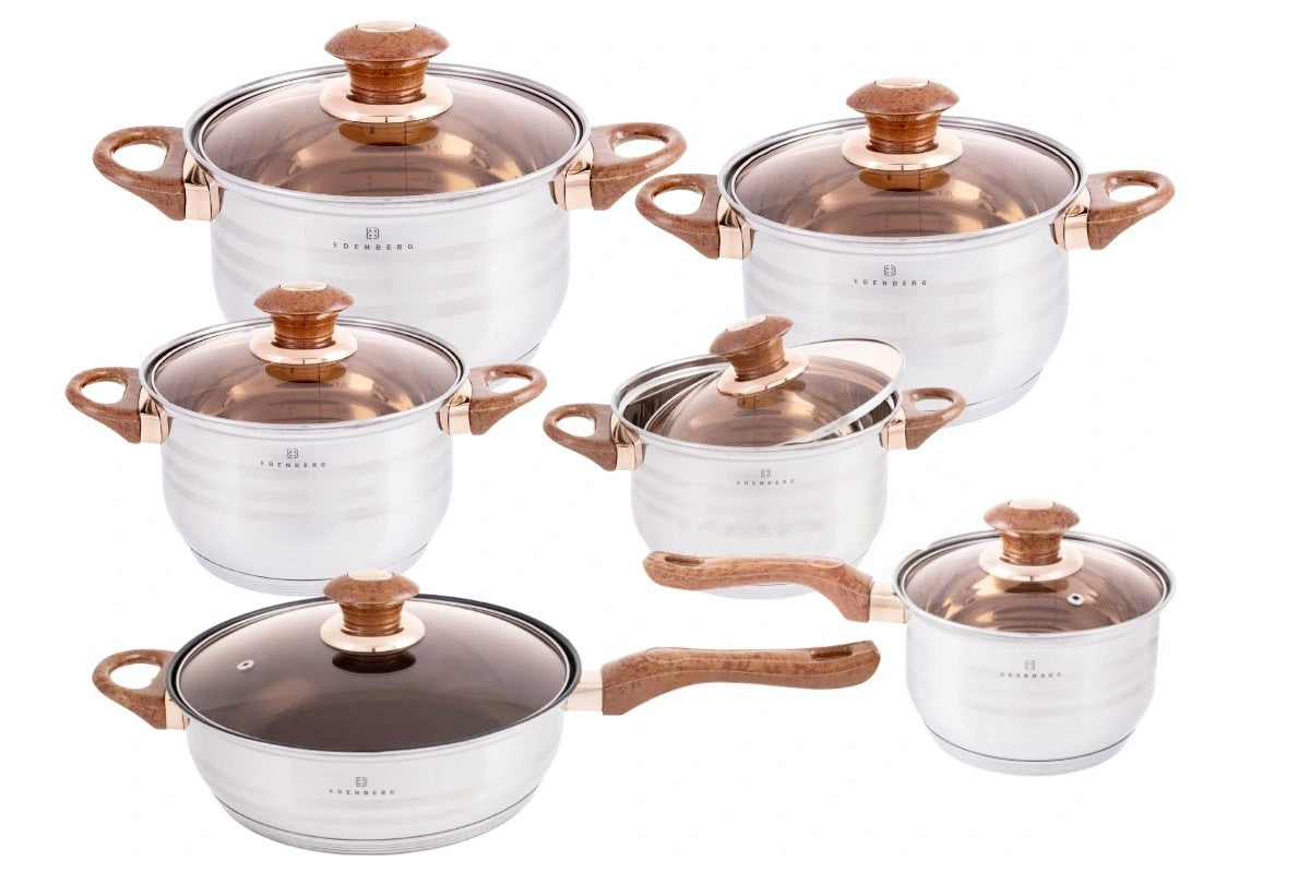 Edenberg Classic Line - Luxe Pannenset - 12 delig - RVS - 5-laags