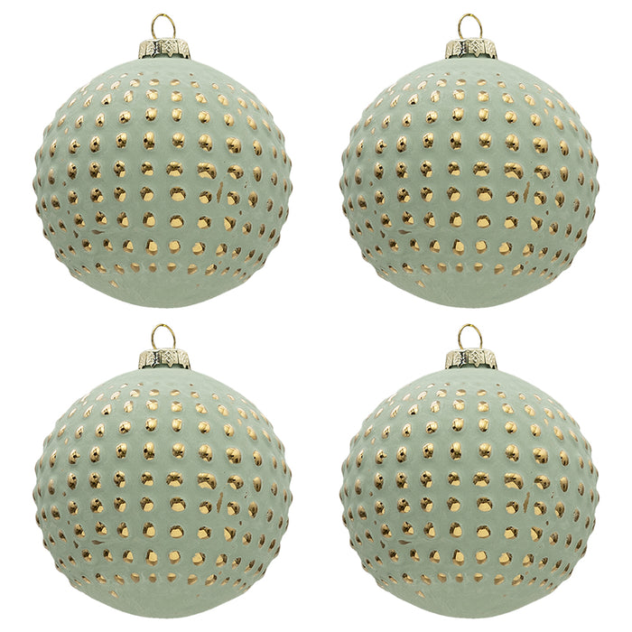 Clayre & Eef Kerstbal Set van 4 Ø 10 cm Groen Glas Rond