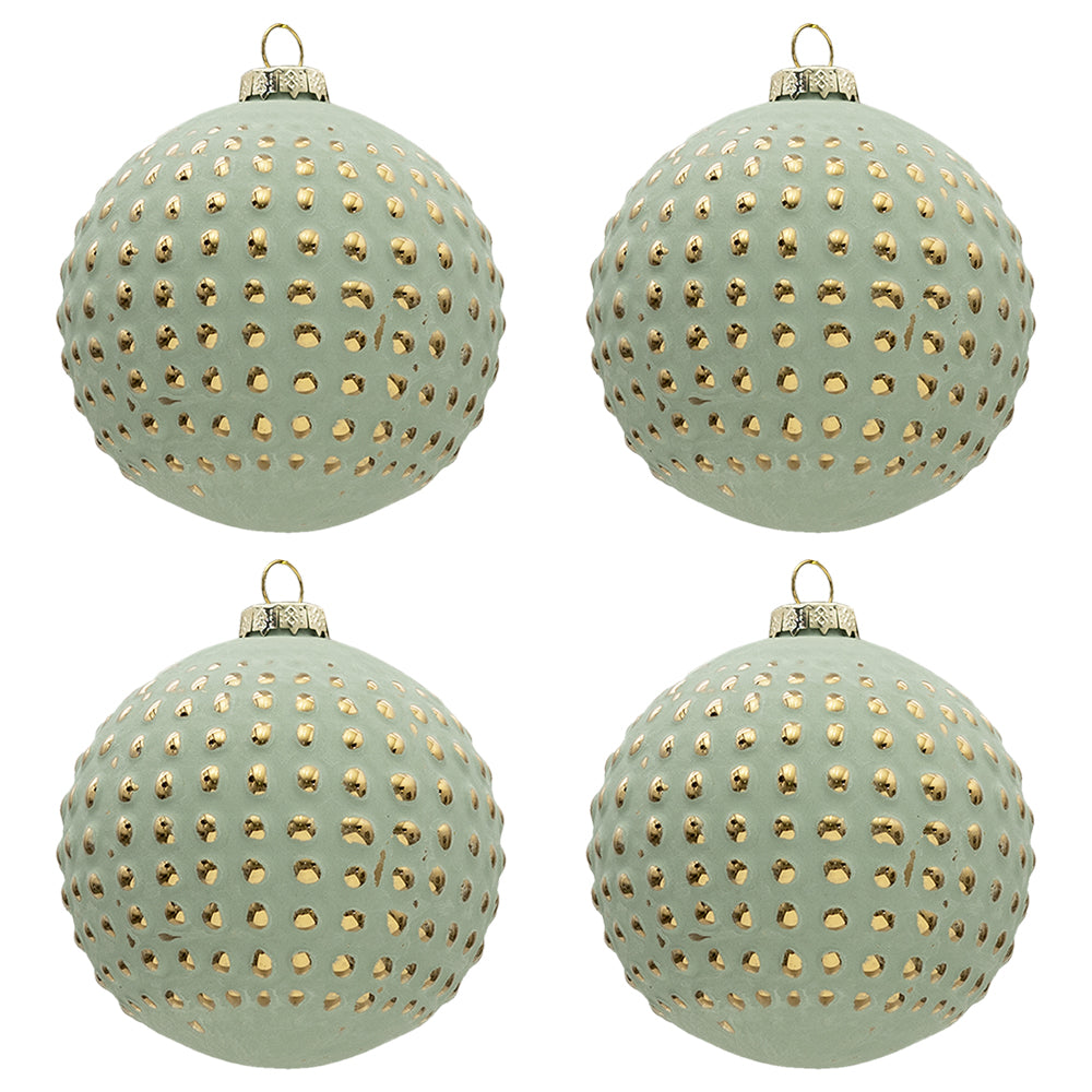 Clayre & Eef Kerstbal Set van 4 Ø 10 cm Groen Glas Rond