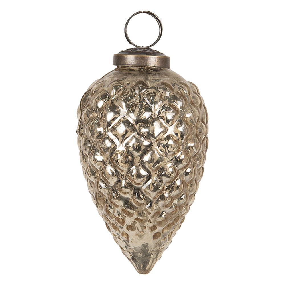 Clayre & Eef Kerstbal  Ø 10 cm Goudkleurig Glas Kerstboomversiering