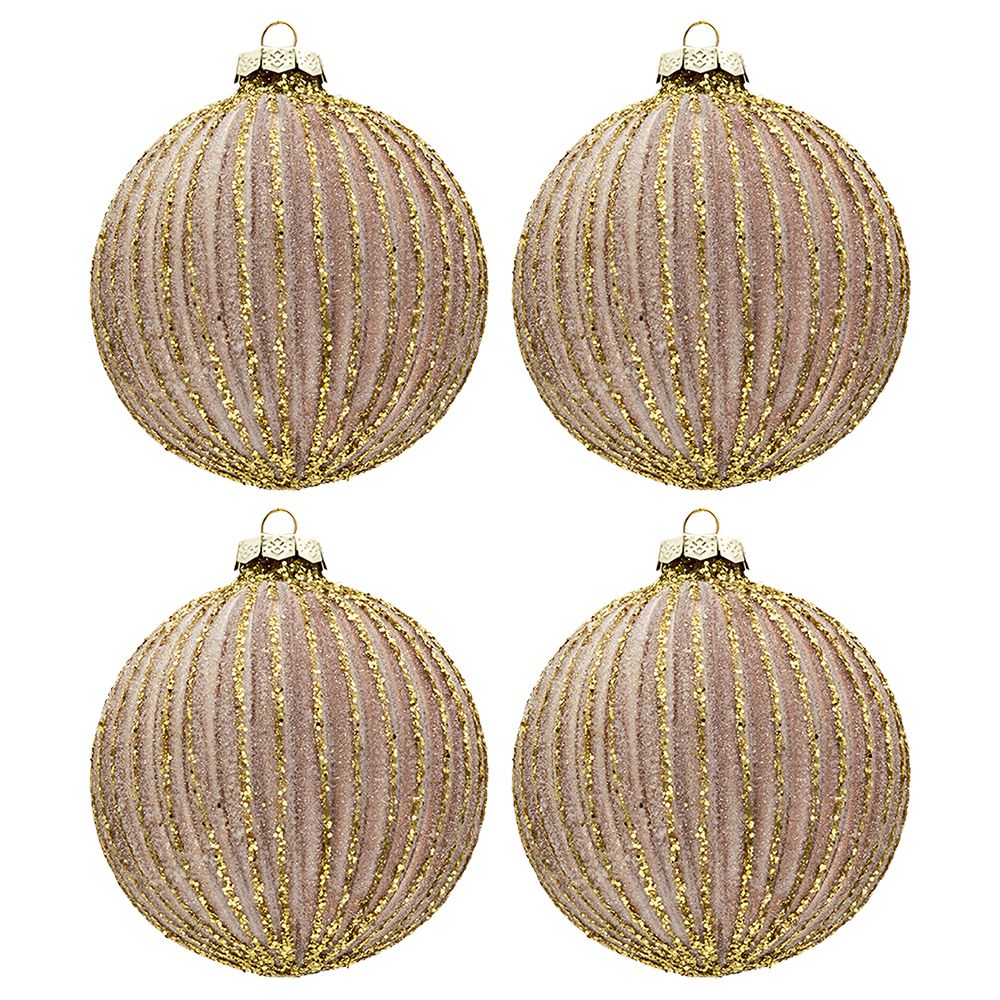 Clayre & Eef Kerstbal Set van 4  Ø 10 cm Goudkleurig Glas Rond