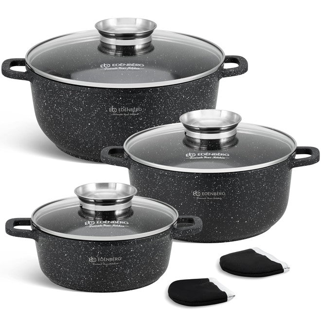 Edenberg Stonetec Line - 8-delige Luxe Pannenset van Gesmeed Aluminium