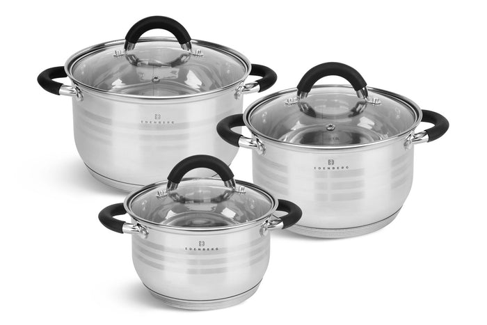 Edenberg Classic Line - Pannenset - RVS - 6 delig - Sandwichbodem
