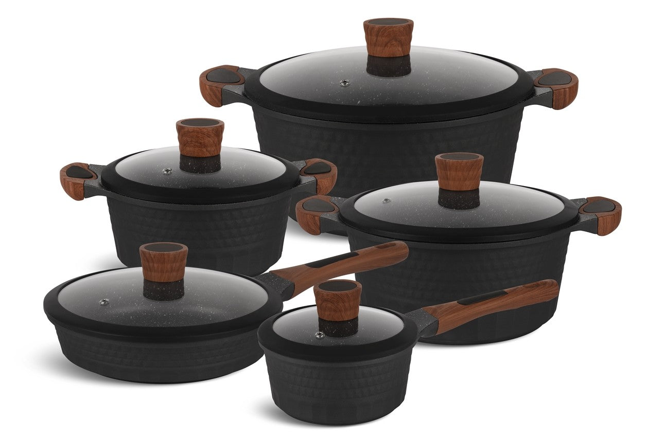 Edenberg Black Line - 10-delige Luxe Pannenset van Gesmeed Aluminium