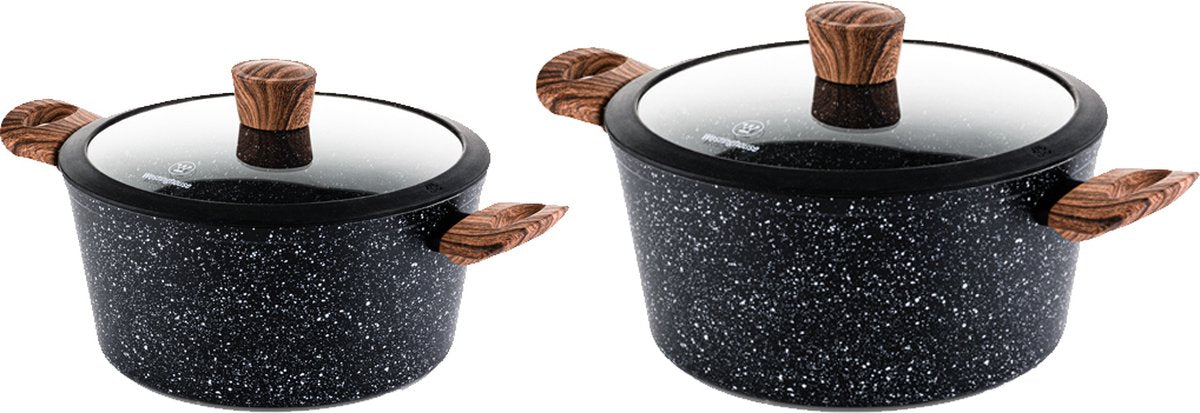 Westinghouse Pannenset - Marmer Wood Braadpan 24cm+28cm - Kookpannen