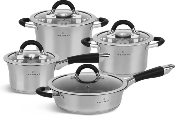 Edenberg Classic Line - Pannenset - RVS - 8 delig - Sandwichbodem