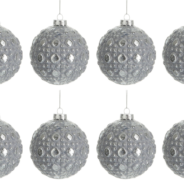 J-Line Kerstballen Patroon Antiek Grijs Set van 8
