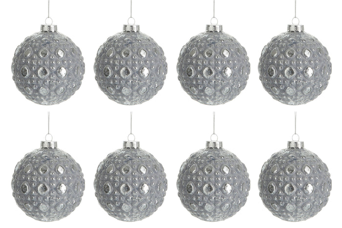J-Line Kerstballen Patroon Antiek Grijs Set van 8