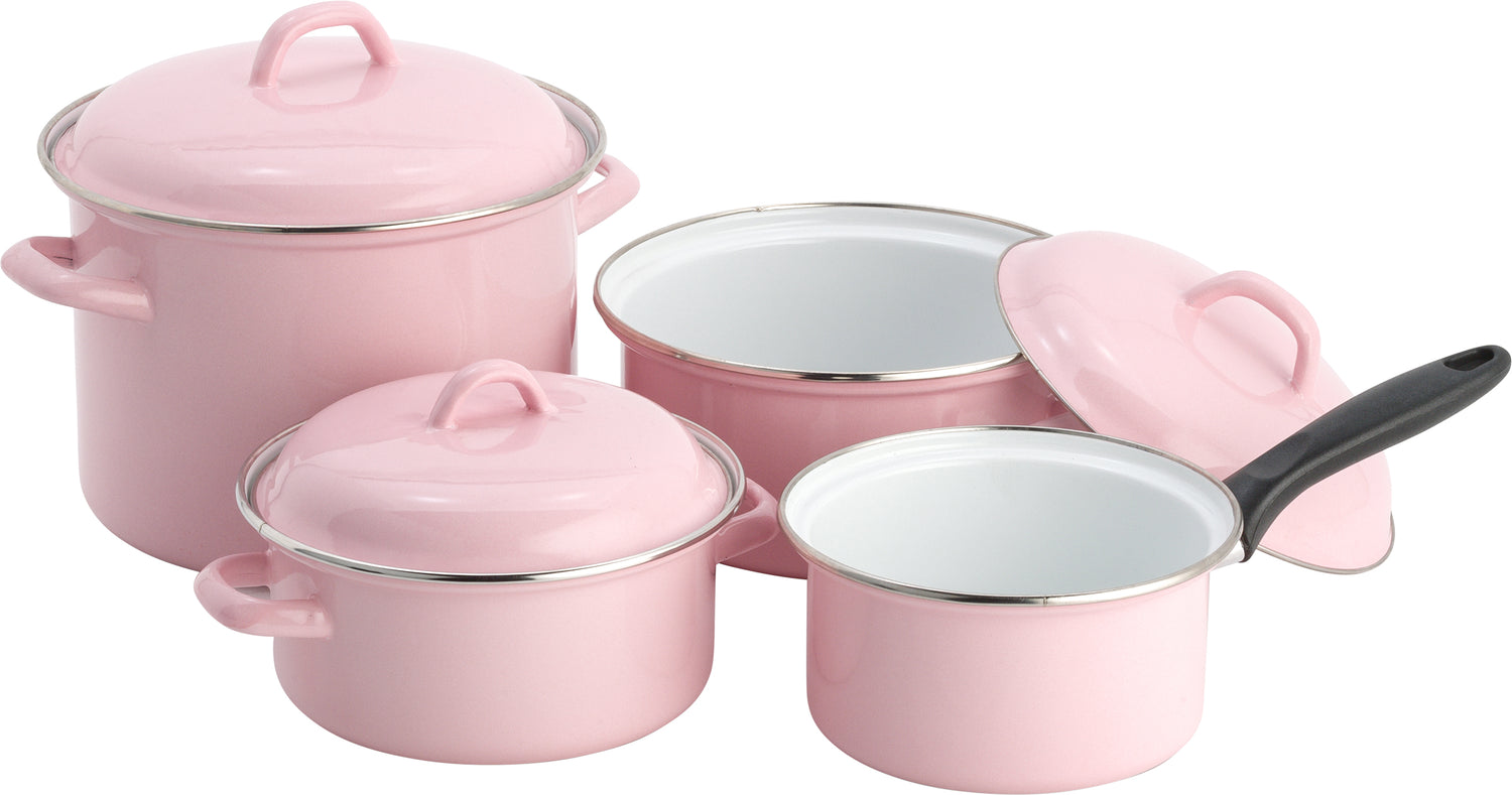 Lite-Body Pannenset 4-delig - Emaille - Roze