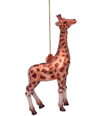 Vondels Ornament glass brown giraffe H13cm#