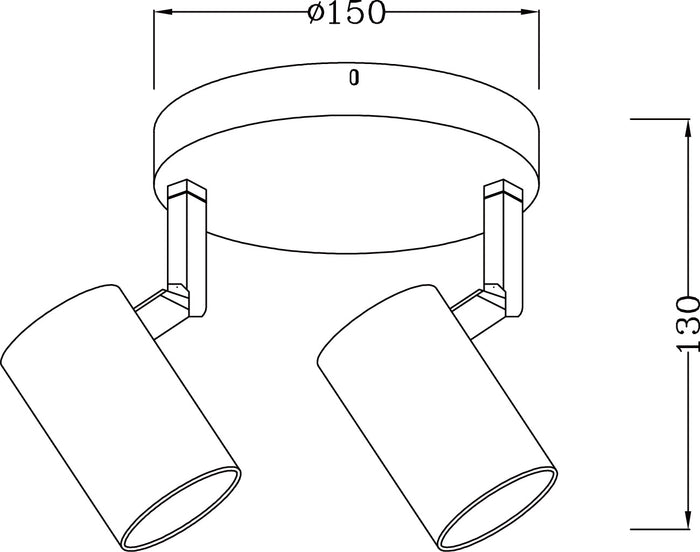 Expo Trading ETH ETH The Common Spot Zwart Mat Goud 2 Lichts Rond incl. GU10
