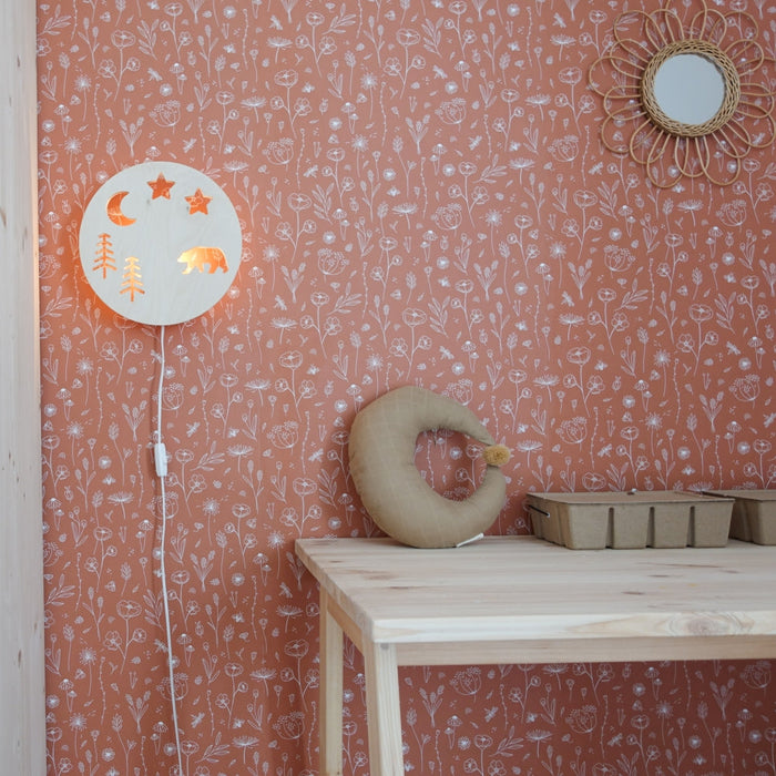 Houten wandlamp kinderkamer | Bosdieren - blank