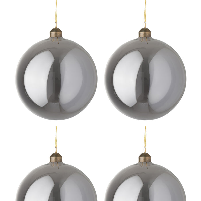 J-Line Kerstballen Parelgrijs Set van 4