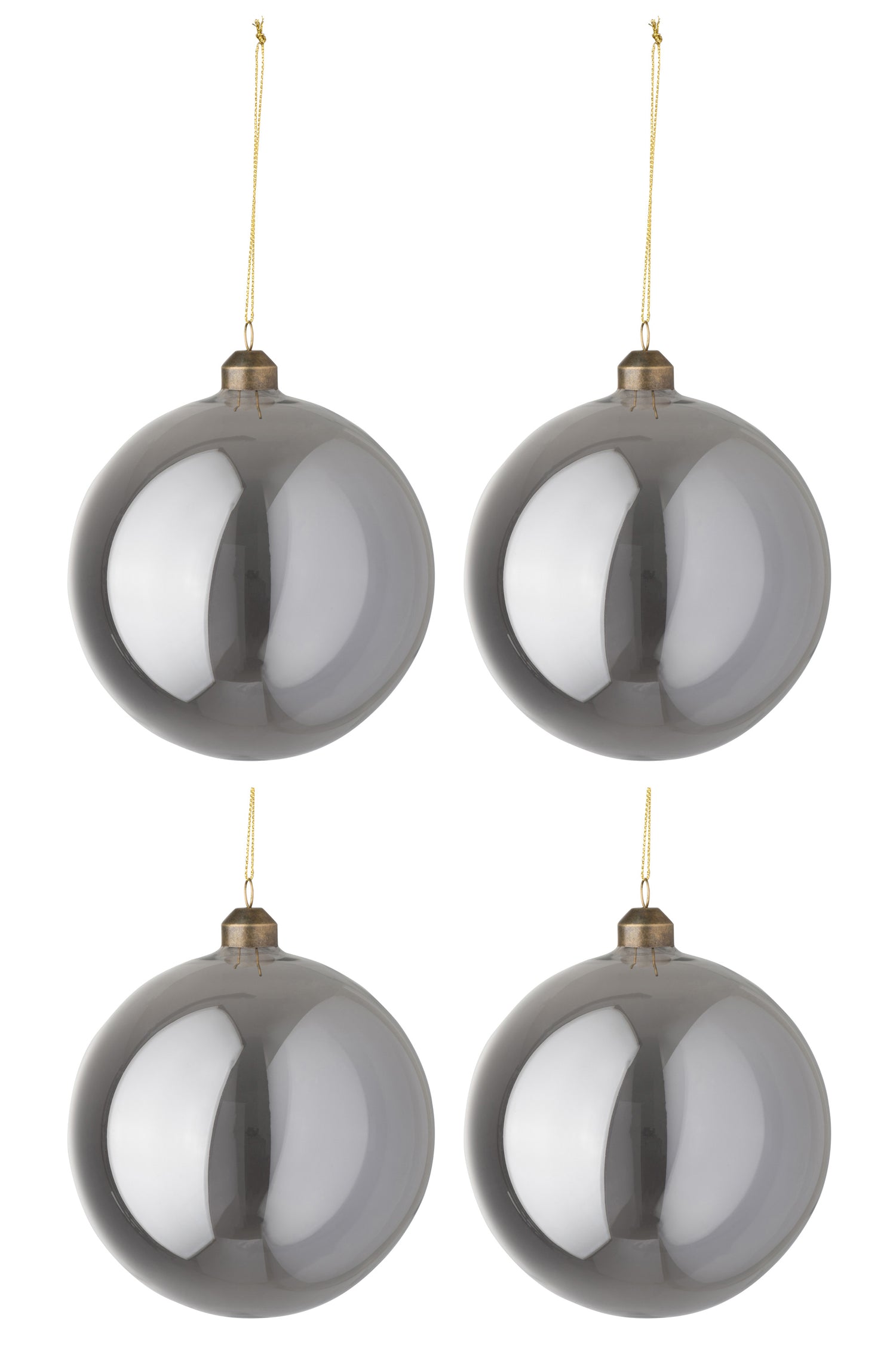 J-Line Kerstballen Parelgrijs Set van 4
