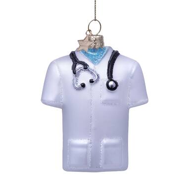 Vondels Ornament glass white matt doctor shirt H8cm#