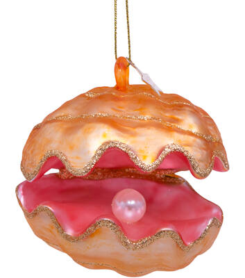 Vondels Ornament glass oyster w|pearl H7cm#