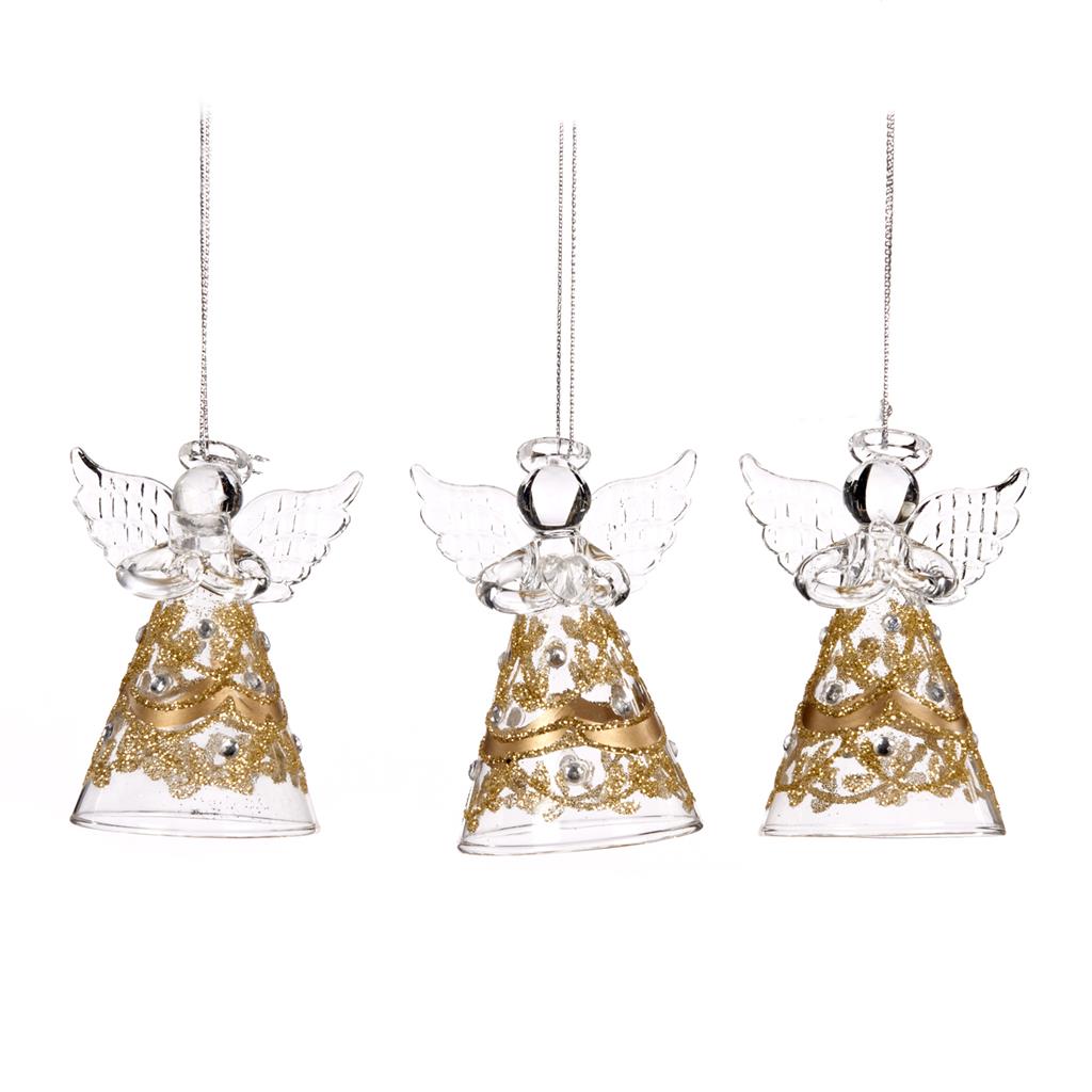 Goodwill Kerstengel-Engel Glas Goud H 8 cm Voordeelass. van 3 stuks