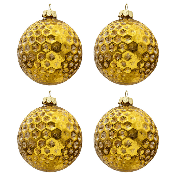 Clayre & Eef Kerstbal Set van 4  Ø 8 cm Goudkleurig Glas Rond