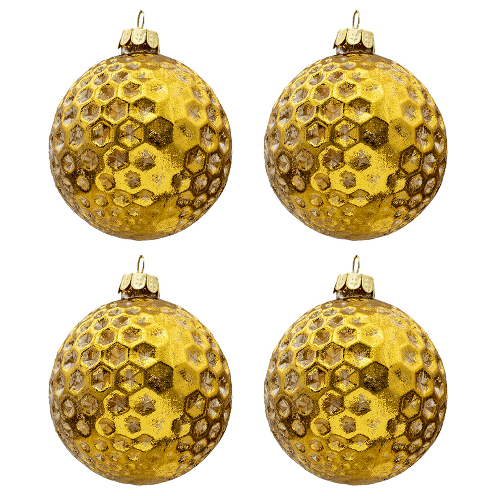 Clayre & Eef Kerstbal Set van 4  Ø 8 cm Goudkleurig Glas Rond