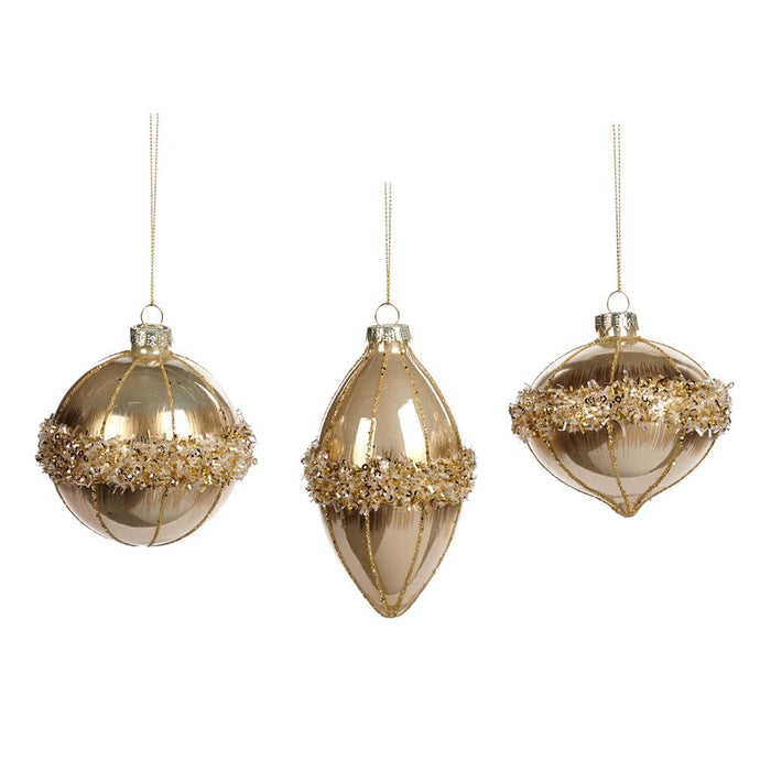 Goodwill Kerstbal Glas Goud D 8 cm Voordeelaanbod Ass. 3 stuks