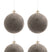 J-Line Kerstballen Fluweel Grijs Medium Set van 4