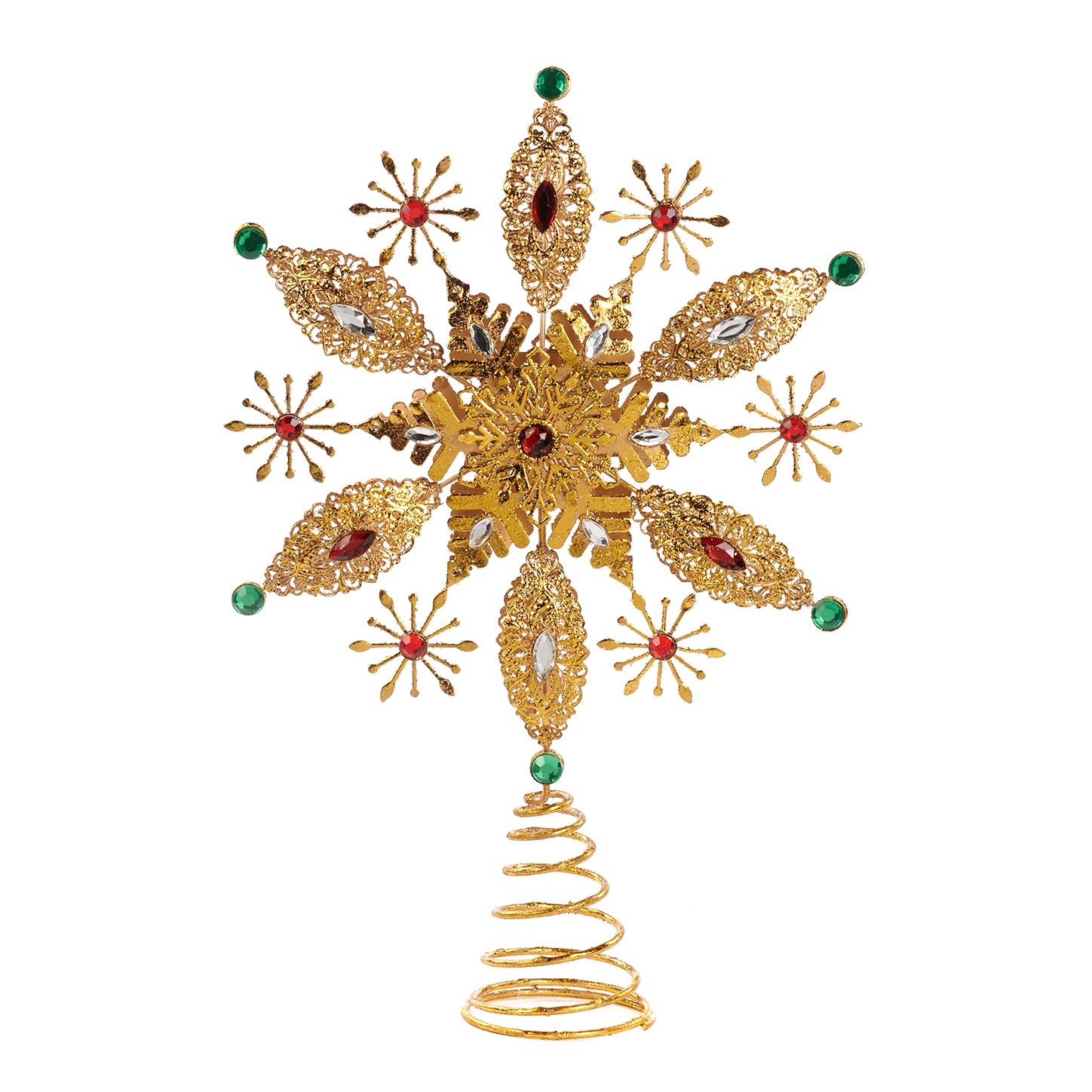 Goodwill Kerstboom Piek-Sneeuwvlok Goud-Rood 36.5 cm