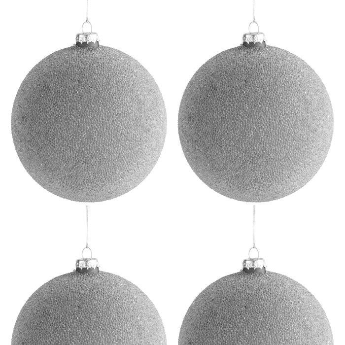 J-Line Kerstballen Parels Mat Grijs Set van 4