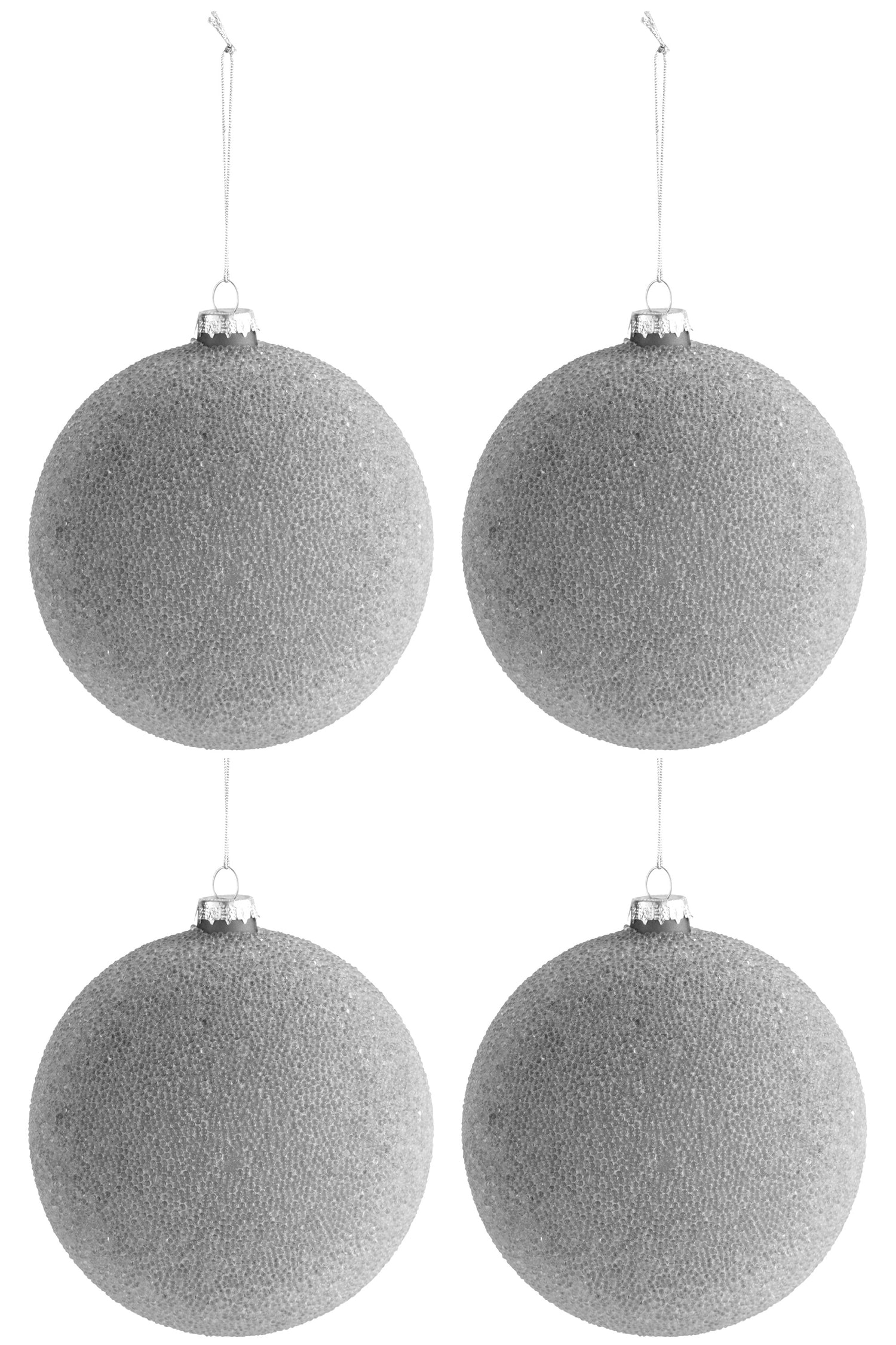J-Line Kerstballen Parels Mat Grijs Set van 4